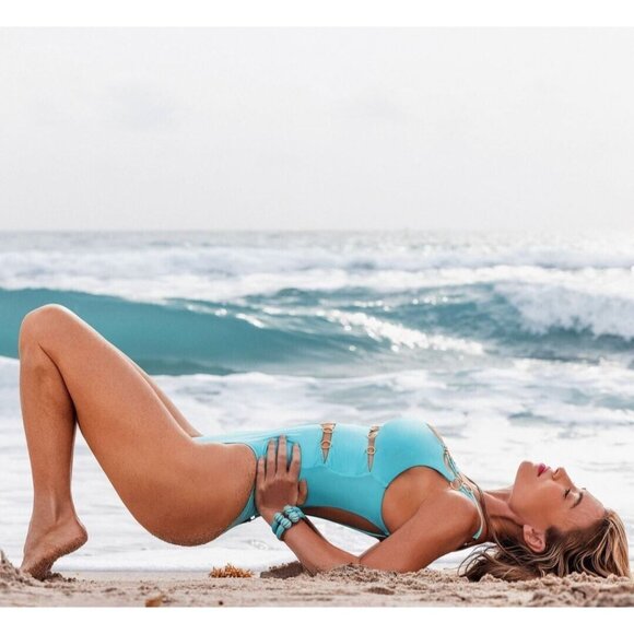 Agent Provocateur Davine Turquoise Swimsuit AP3 Medium NWT $630 - Picture 4 of 10